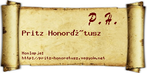 Pritz Honorátusz névjegykártya